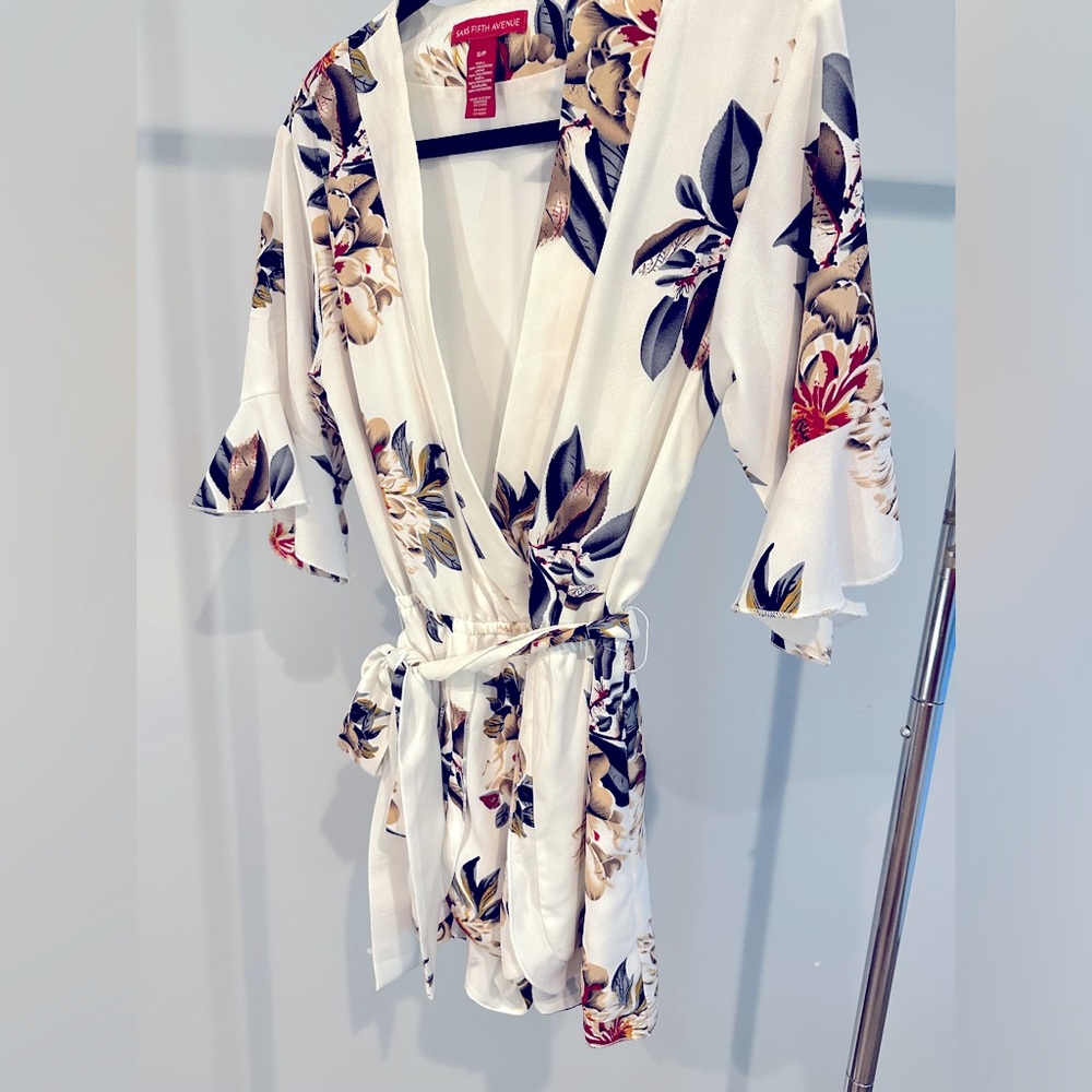 Floral romper with wrap tie waist size small